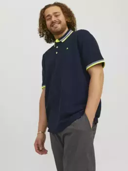 Рубашка-поло Jack & Jones PlusSize "JJEPAULOS POLO SS NOOS PLS", синий