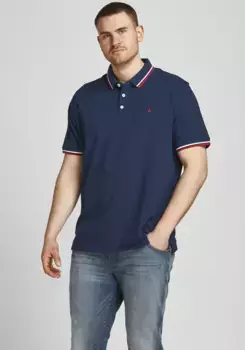 Рубашка-поло Jack & Jones PlusSize "Paulus Polo", до размера 6XL, цвет морской волны