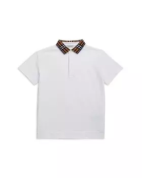 Рубашка-поло Johane с клетчатым воротником для мальчиков Burberry — Little Kid, Big Kid, белый