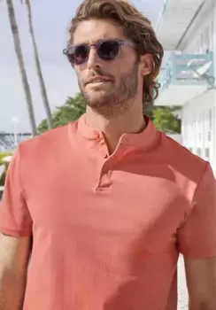 Рубашка-поло John Devin "с воротником стойкой", стандартного кроя, из хлопкового пике, коралловый