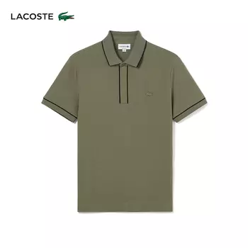 Рубашка-поло классическая мужская Lacoste с короткими рукавами и лацканами, зеленый
