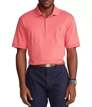 Рубашка-поло классического кроя из мягкого хлопка с короткими рукавами Polo Ralph Lauren Big & Tall, розовый