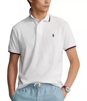 Рубашка-поло классического кроя из сетки с короткими рукавами Polo Ralph Lauren, белый