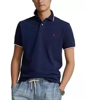 Рубашка-поло классического кроя из сетки с короткими рукавами Polo Ralph Lauren, синий