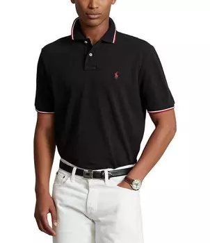 Рубашка-поло классического кроя из сетки с короткими рукавами Polo Ralph Lauren, черный