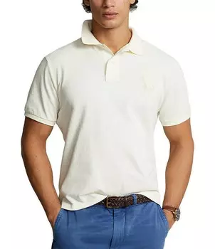 Рубашка поло классического кроя с короткими рукавами и сетчатой тканью Polo Ralph Lauren, слоновая кость
