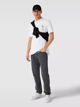 Рубашка-поло классического кроя с отстрочкой-лейблом Polo Ralph Lauren, белый