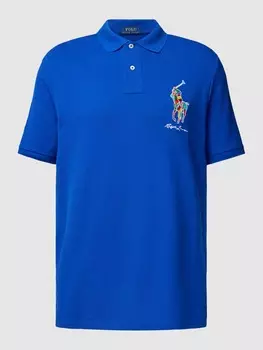 Рубашка-поло классического кроя с отстрочкой-лейблом Polo Ralph Lauren, синий
