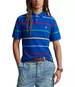 Рубашка-поло классического кроя в полоску с короткими рукавами Polo Ralph Lauren, мультиколор