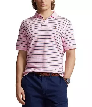 Рубашка поло классического кроя в полоску с короткими рукавами Polo Ralph Lauren, синий