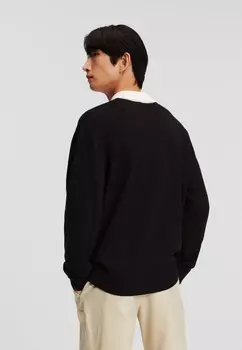 Рубашка поло KNITTED LONG-SLEEVED KARL LAGERFELD, черный
