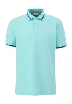 Рубашка-поло, контрастные полосы, мужская S.Oliver, цвет 6040 Blue Green