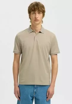 Рубашка поло KURZARM Selected Homme, бежевый