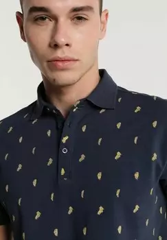 Рубашка поло KURZER ARMEL MINI PRINT KOMPFORT Six Valves, синий