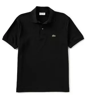 Рубашка поло Lacoste Big and Tall из однотонного пике с короткими рукавами, черный