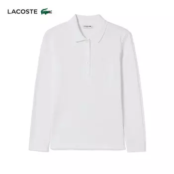 Рубашка-поло Lacoste с длинными рукавами и лацканами, белый