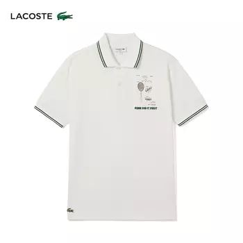 Рубашка-поло Lacoste с принтом, бежевый