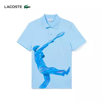 Рубашка-поло Lacoste с принтом, голубой