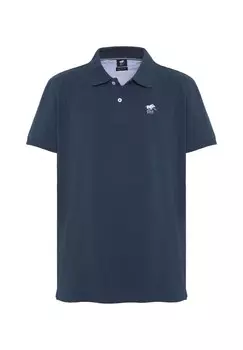 Рубашка-поло лаконичного дизайна с прошитыми этикетками POLO SYLT, цвет 19-4010 Total Eclipse