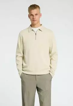 Рубашка поло LANGARM HALF-ZIP Selected Homme, бежевый