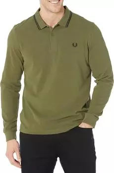 Рубашка-поло Long Sleeve Twin Tipped Shirt Fred Perry, цвет Uniform Green/Black