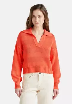 Рубашка поло Long sleeved top United Colors of Benetton, оранжевый