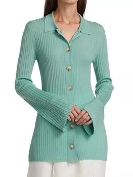 Рубашка-поло Loulou Studio из смесового кашемира, зеленый