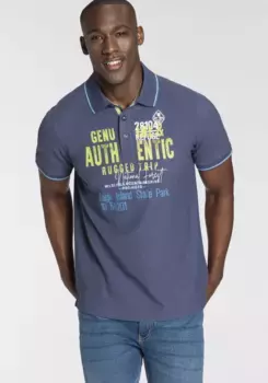 Рубашка-поло Man's World с модным принтом на груди, синий