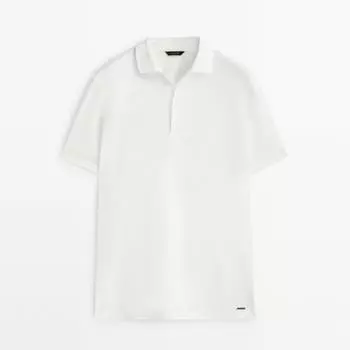 Рубашка-поло Massimo Dutti Cotton Check Texture Knit, кремовый