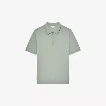 Рубашка-поло Maxwell из мериносовой шерсти на молнии Reiss, цвет apple