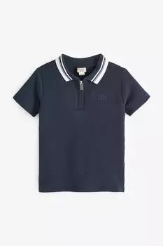 Рубашка-Поло Mini для мальчиков с фактурной отделкой River Island, синий