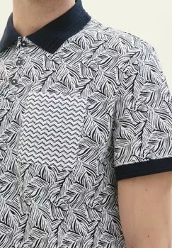 Рубашка поло MIT ALLOVER PRINT TOM TAILOR, темно-синий