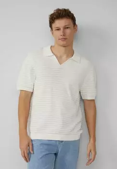 Рубашка поло MIT OFFENEM KRAGEN UND STRUKTUR QS, кремовый