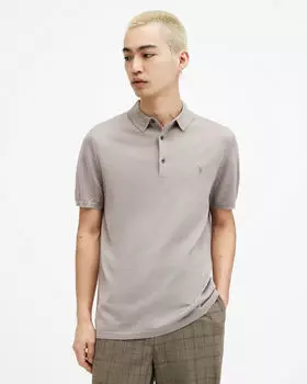 Рубашка поло Mode Merino с короткими рукавами AllSaints, каштановый тауп