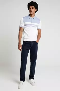 Рубашка поло Muscle fit с блокировкой груди из 100% хлопка River Island, белый