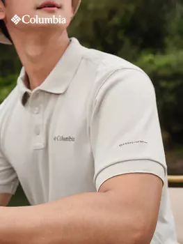 Рубашка-поло мужская Columbia с лацканами и короткими рукавами, бело-серый