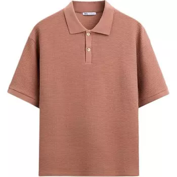 Рубашка поло мужская коричневая Zara, коричневый