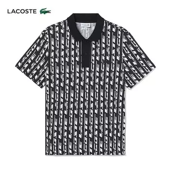 Рубашка-поло мужская Lacoste с французским крокодиловым принтом, сине-белый