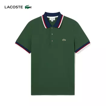 Рубашка-поло мужская Lacoste с короткими рукавами и лацканами, зеленый