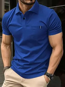 Рубашка-поло мужская Manfinity Homme с короткими рукавами, синий