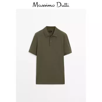 Рубашка-поло мужская Massimo Dutti дышащая, зеленый
