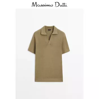 Рубашка-поло мужская Massimo Dutti с короткими рукавами, бежевый