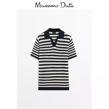 Рубашка-поло мужская Massimo Dutti с короткими рукавами, темно-синий