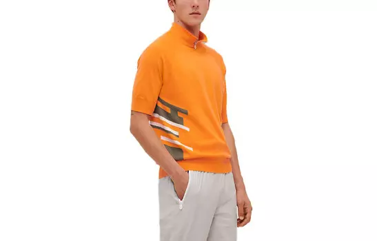 Рубашка поло мужская оранжевая Hermes, оранжевый