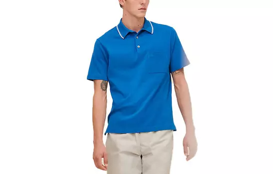 Рубашка поло мужская синяя Hermes, синий