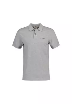 Рубашка-поло мужская - SLIM SHIELD PIQUE POLO, короткие рукава, планка на пуговицах, логотип GANT, серый