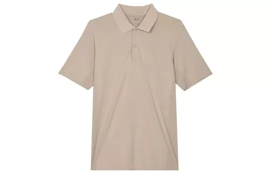 Рубашка поло мужская светло-бежевая Uniqlo, светло-бежевый