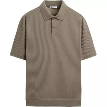 Рубашка поло мужская светло-коричневая Zara, коричневый