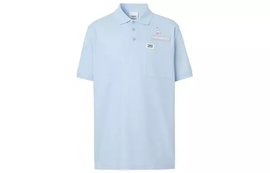 Рубашка поло мужская светло-синяя Burberry, светло-голубой