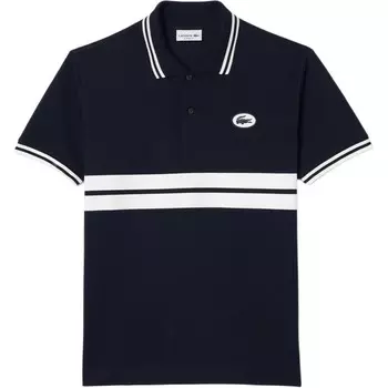 Рубашка поло мужская темно-синяя/белая Lacoste, синий/белый